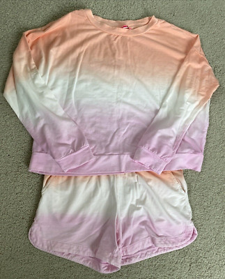 Lilly Pulitzer Sheridan Cantaloupe Dip Dye Kylar Knit Sweatshirt L & 5