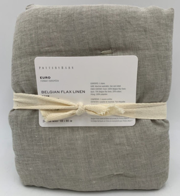 Pottery Barn Belgian Flax Linen Comforter Sham Eucalyptus Green Euro #9873E-image