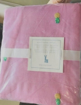 Pottery Barn Oxford Pineapple Duvet Cover Pink Queen 2 Standard Sham Palm Beach-image