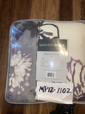 Madison Park 6 Piece Contrasted Color Cotton Printed Duvet Cover Set-image