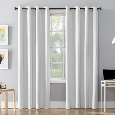 Sun Zero Duran Thermal Insulated Blackout Grommet Curtain Single Panel White-image