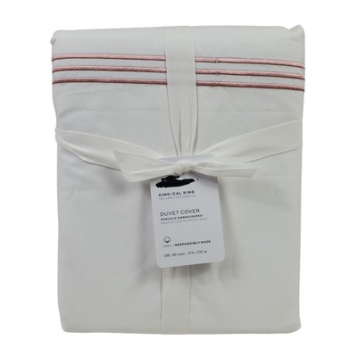 Pottery Barn Grand Embroidered Organic KING Duvet Cover ~ Soft Rose / Pink-image