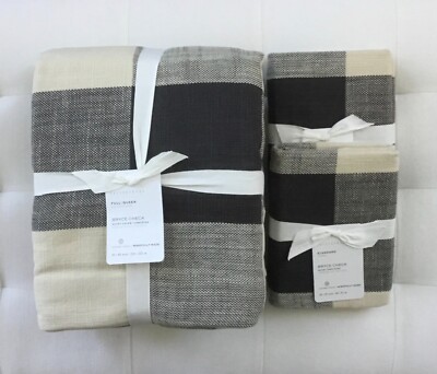 Pottery Barn BRYCE BUFFALO CHECK Duvet Full Queen & Two Std Shams Charcoal NWT-image
