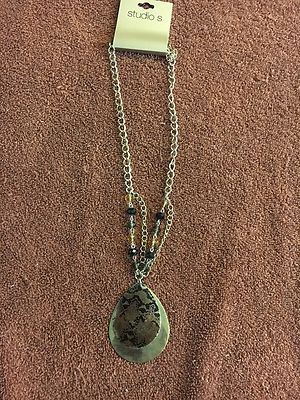 Studio S Beaded Chain with Teardrop Double Pendant - New with Tags-image