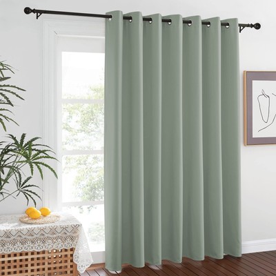 Blackout Sage Green Curtain for Sliding Glass Door - Grommet Thermal Insulate...-image