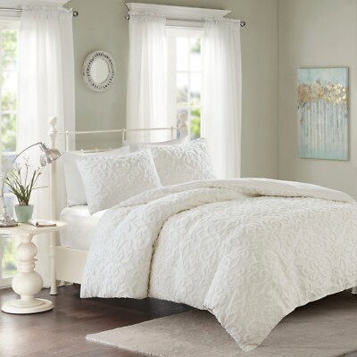 Madison Park Sabrina 3 Piece Tufted Cotton Chenille Duvet Cover Set-image