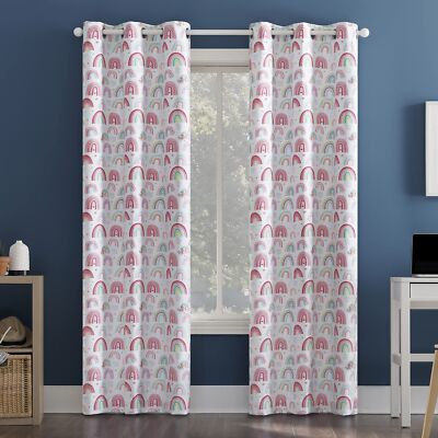 Rainbows Print Total Blackout Grommet Curtain Panel, 40