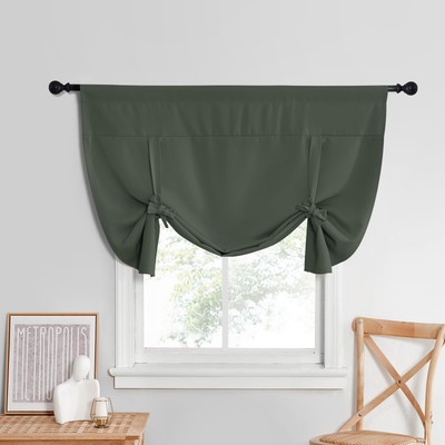 Thermal Insulated Blackout Curtain Tie Up Shade for Small Window Short Balloo...-image