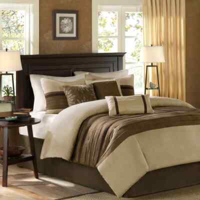 King Size Bedding Comforter Set Brown Neutral Rustic Cabin Farm All Seasons 7Pc-image