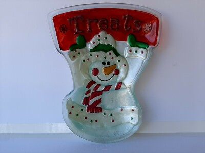 Large Snowman Chip and Dip Serving Treats Platter Christmas Holiday  -image