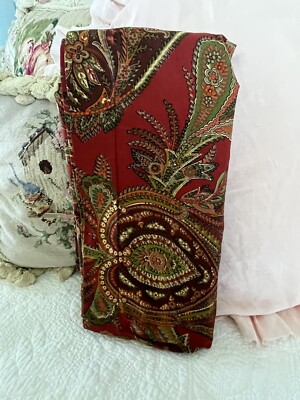 🌷 Pottery Barn Caroline Red Paisley Pillow Sham Euro 100% Cotton French Country-image