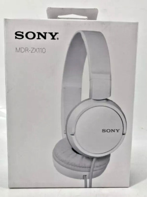 Sony MDR-ZX110 White On-Ear Wired Stereo Headphones Extra Bass Headband With ANC-image
