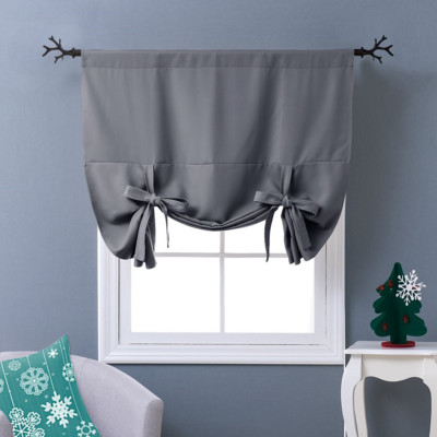 NICETOWN Thermal Insulated Grey Blackout Curtain - Tie Up Shade for Small Window-image