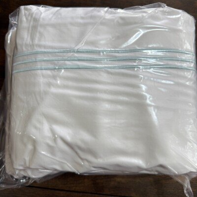 POTTERY BARN GRAND ORGANIC COTTON PERCALE KING DUVET COVER 400 COUNT ~ SEA GLASS-image