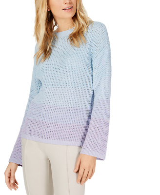 INC International Concepts Women's Dip-Dye Bell-Sleeve Sweater (Large, Blue)-image