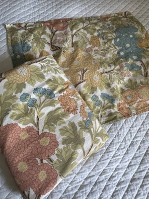 Rare Pottery Barn Floral Mum Garden Duvet Cover & Sham Orange Green Full/Queen-image