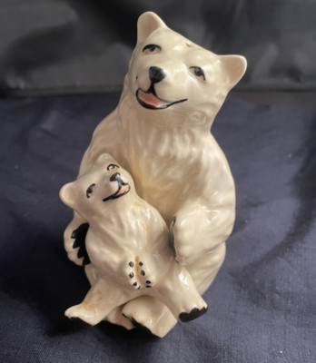 Vintage Polar Bear & Cub Salt Pepper Shakers Ceramic Arts Studio (H)-image