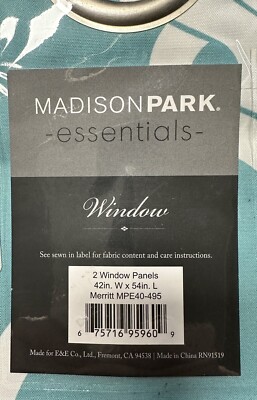 Madison Park Essentials Geometric Curtain Panels Aqua 2 Panels 42x54 Lot Of Two-image