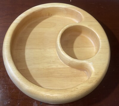 Wooden Round Dip and Chip Serving Tray-image