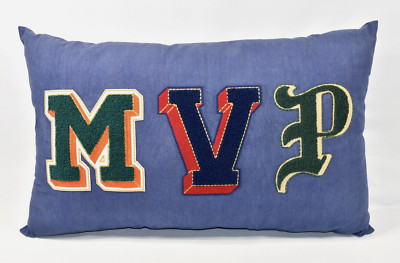 Pottery Barn Teen MVP Most Valuable Player Letters Sports Lumbar Pillow 16x26-image