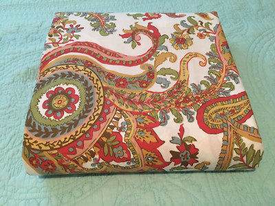Pottery Barn Floral Paisley Cotton Full/Queen Duvet Cover ~ RARE~ -image