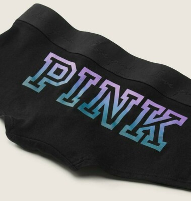 Victoria's Secret Pink Ombre Dip Dye Boyshort Panties Amethyst Blue Coral LARGE-image