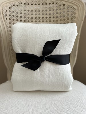 Pottery Barn Belgian Flax Linen FULL/QUEEN Duvet Cover Classic Ivory PRE-OWNED-image