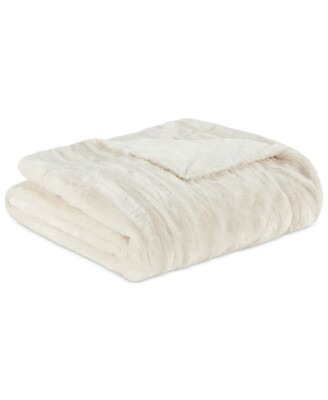 Madison Park Duke Brushed Long Faux Fur Throw Blanket-Ivory T4101236-image