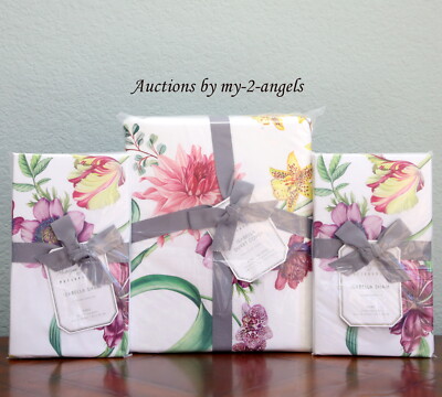 NEW Pottery Barn MONIQUE LHUILLIER ISABELLA FLORAL Organic King Duvet + E Shams-image