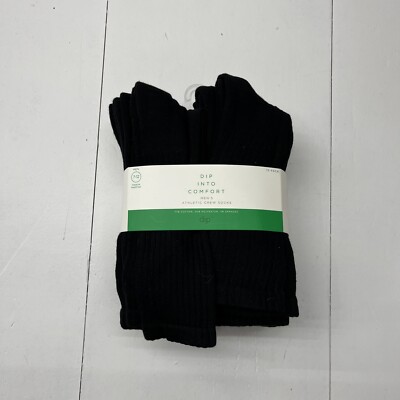 Dip Into Comfort Black Athletic Crew Socks 10 Pack Men’s Size 7-12 NEW-image