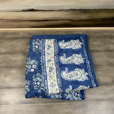 Pottery Barn Regan Handcrafted Reversible Quilted Pillow Sham Euro Blue Cut Tags-image