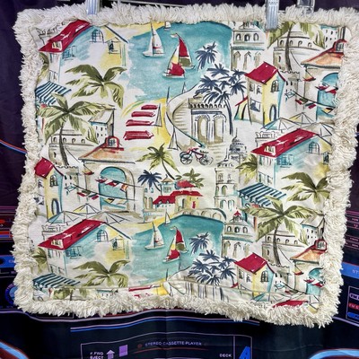 Pottery Barn Tropical Beach French European Multicolor Euro Sham w/ Fringe Cover-image