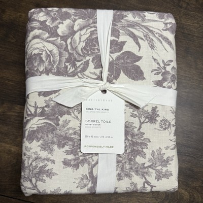 POTTERY BARN SORREL TOILE DUVET COVER, KING / CAL KING ~ PLUM-image