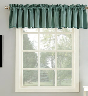 Sun Zero Emory Rod Pocket Tailored Valance 54in W x 18in L Green Aqua-image