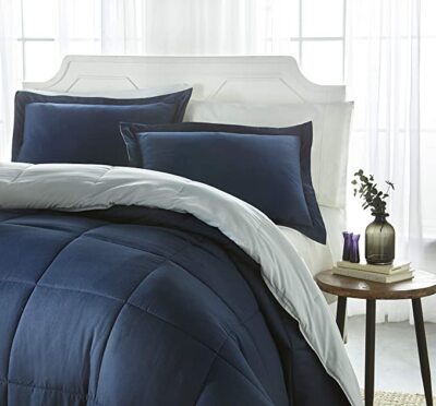 All-Season Down Alter Comforter NAVY King/Cal King 108x94 IEH Ienjoy Home NEW-image