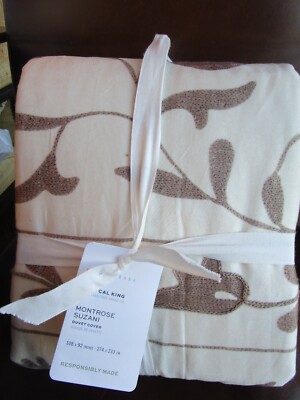 Pottery Barn Montrose Suzani  DUVET COVER king rosewood  New w tag-image
