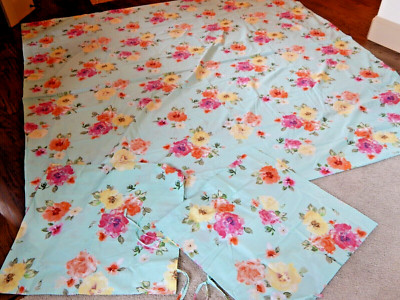 Pottery Barn Junk Gypsy Floral Duvet Cover Pale Blue Queen 2 Std Shams Rare🦩-image