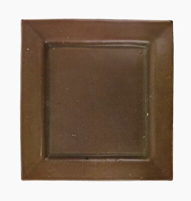 John Shedd Pottery Square Serving Plate Platter Studio Signed Stoneware Rustic-image