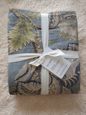 pottery barn Azalea Palempore queen/full duvet  cover original $159 new BLUE-image