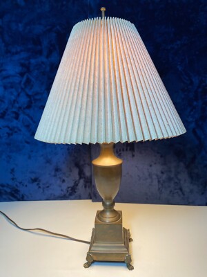 Vintage Wildwood Brass Footed Trophy Table Lamp Artemis Studio Shade 24.75