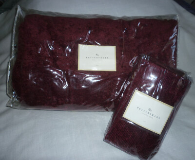 NIP Pottery Barn KING Dark Red Chenille/Velvet DUVET Cover + 1 EURO SHAM Vtg?-image