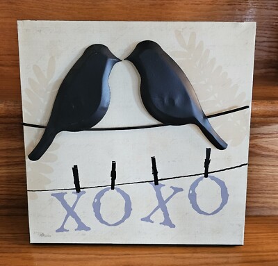 Pela Studio XOXO Love Birds Metal Wall Hanging Dent On Top Corner-image