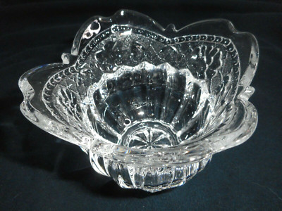 Studio Nova Floral Lace Votive Candleholder Clear Cut Glass Scalloped Top 3 1/4