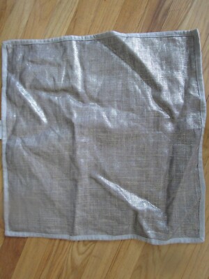 Pottery Barn Metallic printed flax pillow cover 20 New w tag-image