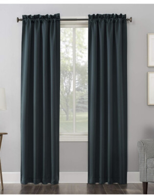 Blackout Shades Drapes Teal Green Size 63” X 40” New-image