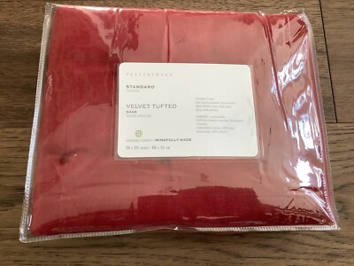 Pottery Barn Velvet Tufted Sham Standard Ruby Red NWT-image