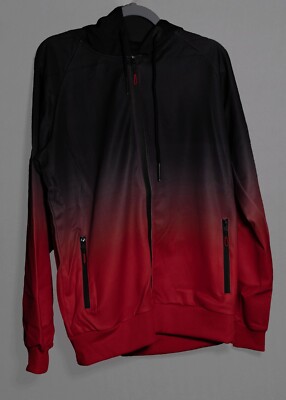 Large Black/Red Dip Dye Full Zip Hoodie-image