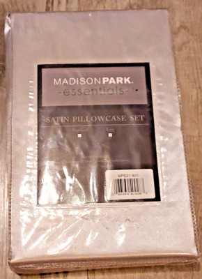 Madison Park Essentials Luxury Set of 2 Satin King Pillowcase Silver Light Gray-image