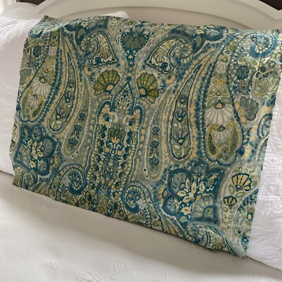 Pottery Barn Rosalie Blue Green Paisley Standard Sham Organic Cotton-image