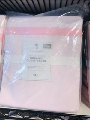 Pottery Barn Decorators Duvet Cover Pale Pink Full Queen Framed Border Kids New-image